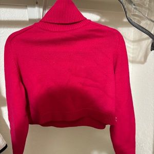 Fuchsia Cropped Turtleneck Sweater